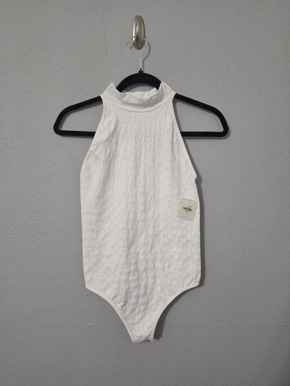 Intimately Free People High-Neck Seamless Pointelle/Eyelet Bodysuit NWT Size M L